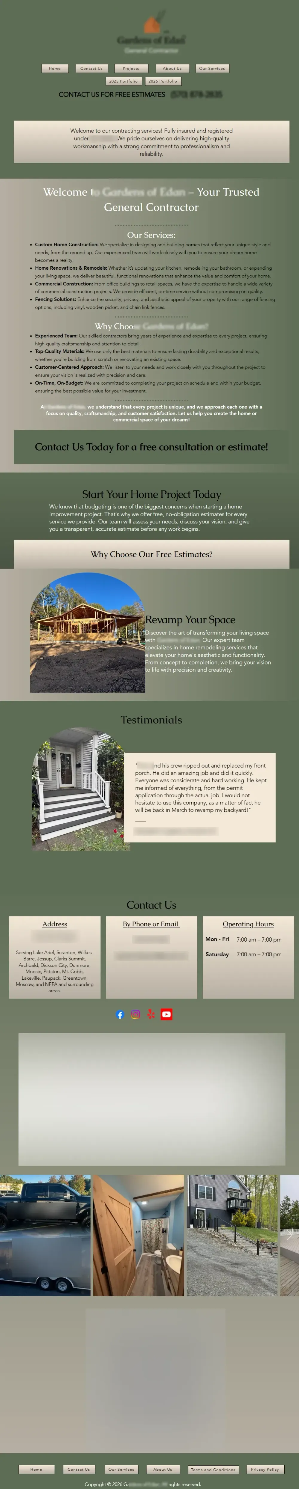 A contractor's existing website