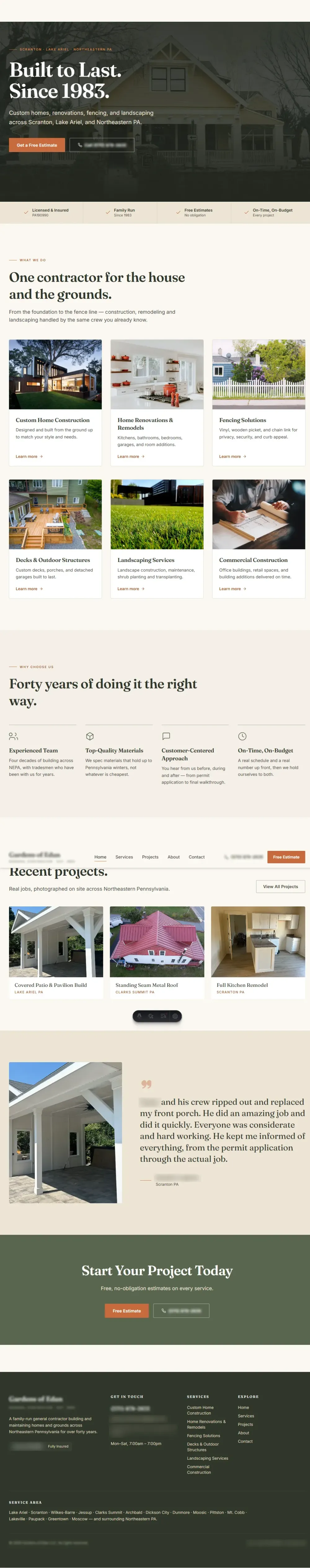 The replacement site I built for the same business