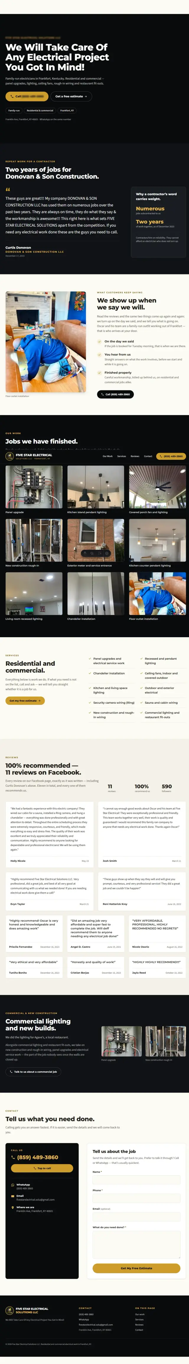 Electrical contractor, Frankfort, KY — website I built