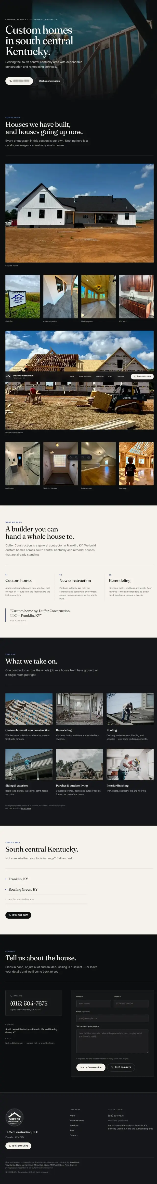 General contractor, Franklin, KY — website I built